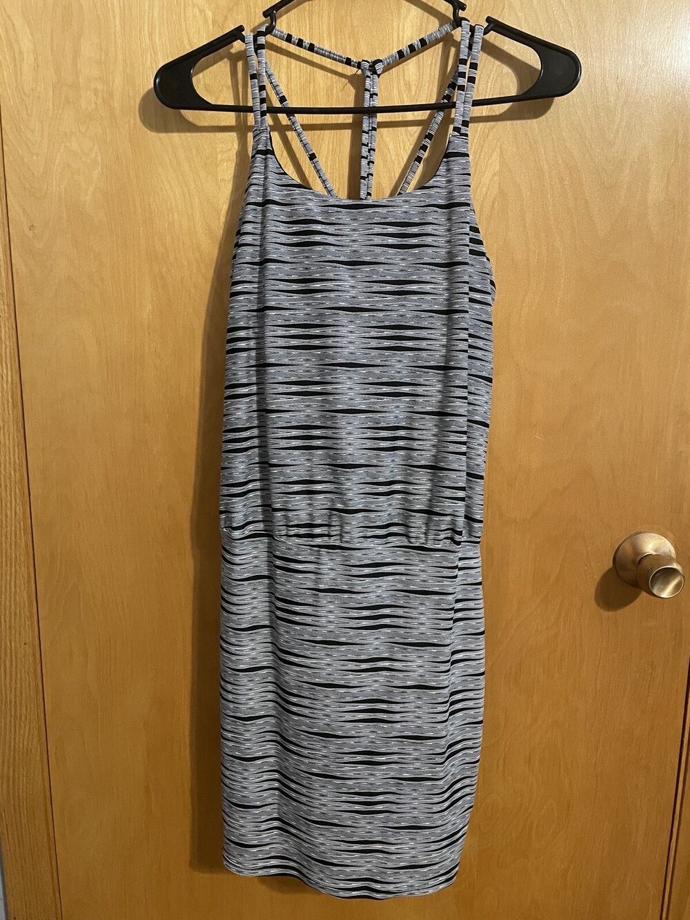 Athleta Dress Black Stretch Tank Built In Bra Straps XSP XS Petite Bodycon